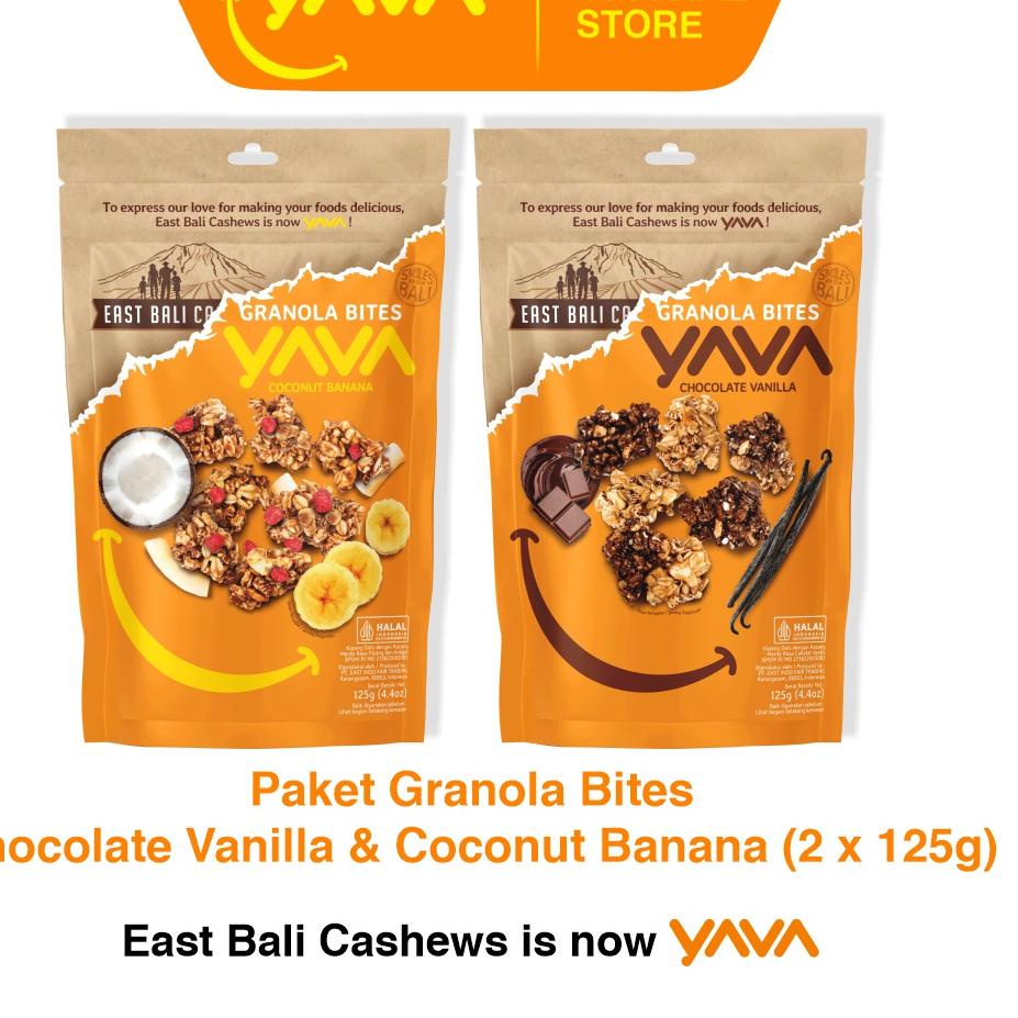 

◌ YAVA Paket Granola Bites Chocolate Vanilla & Coconut Banana (2 x 125g) ✧