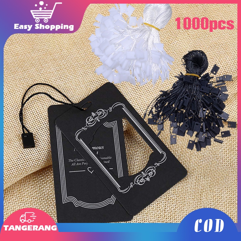 1000pcs Tali Hang Tag Gantingan Label Baju Loop Pin Warna Hitam Dan Putih