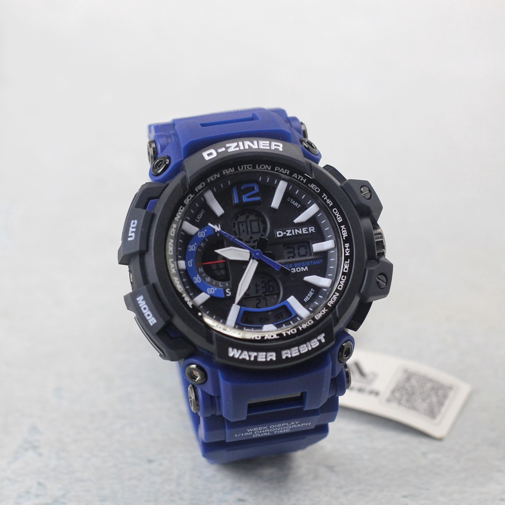 JAM TANGAN Pria DZINER D-ziner 8228 DUAL TIME  ORIGINAL