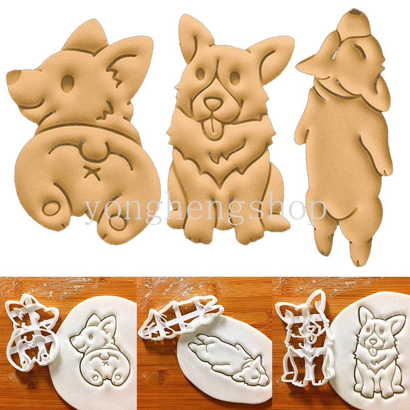 Cetakan Pemotong Kue / Biskuit Bentuk Kartun Anjing Corgi Lucu DIY