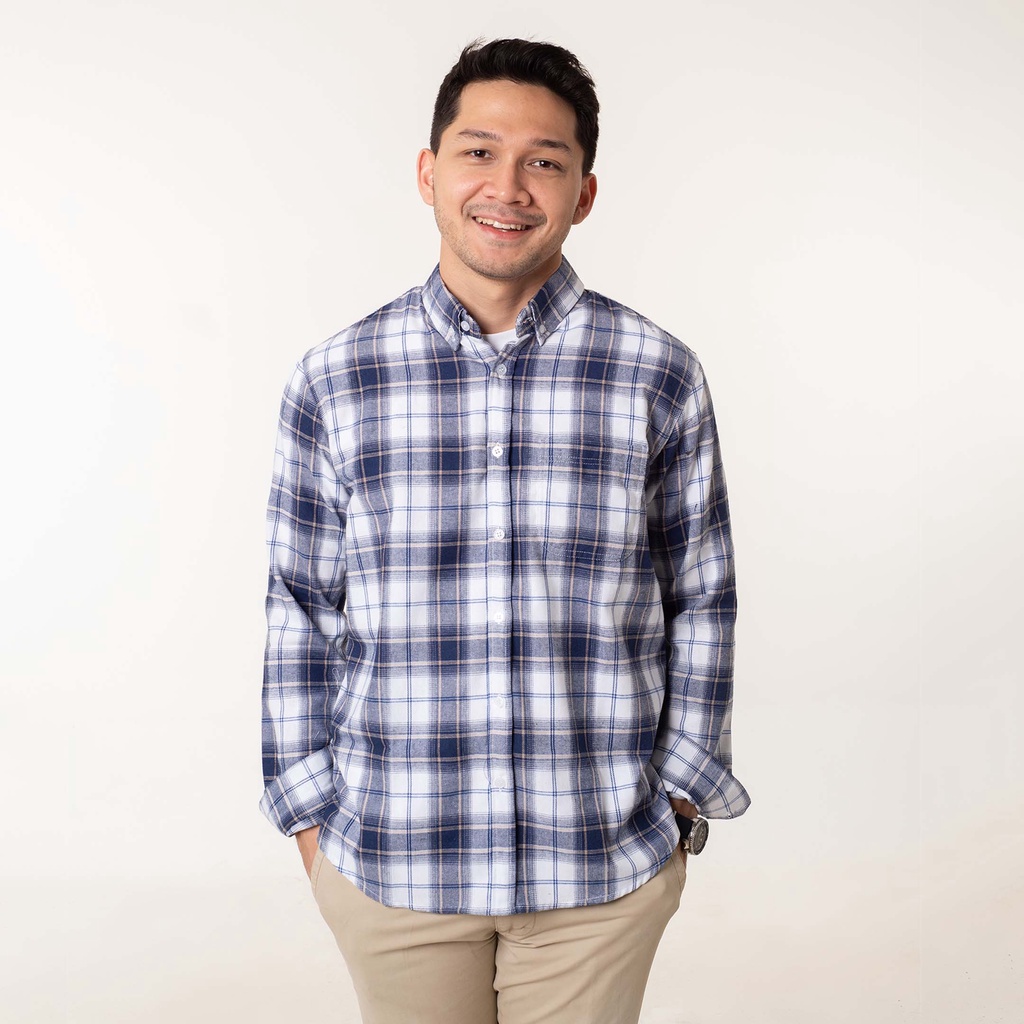 Kemeja Flanel Pria WOODCUTTER Cream Orlando Flannel Shirt Lengan Panjang