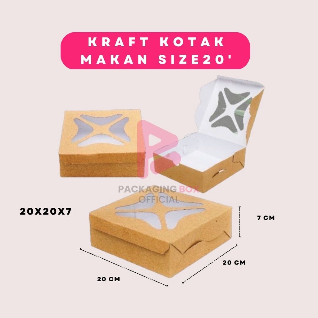 Box Nasi Window uk 20x20x7/Box Catering/Box Kue/Kotak Makan uk 20x20x7/Dus Kue