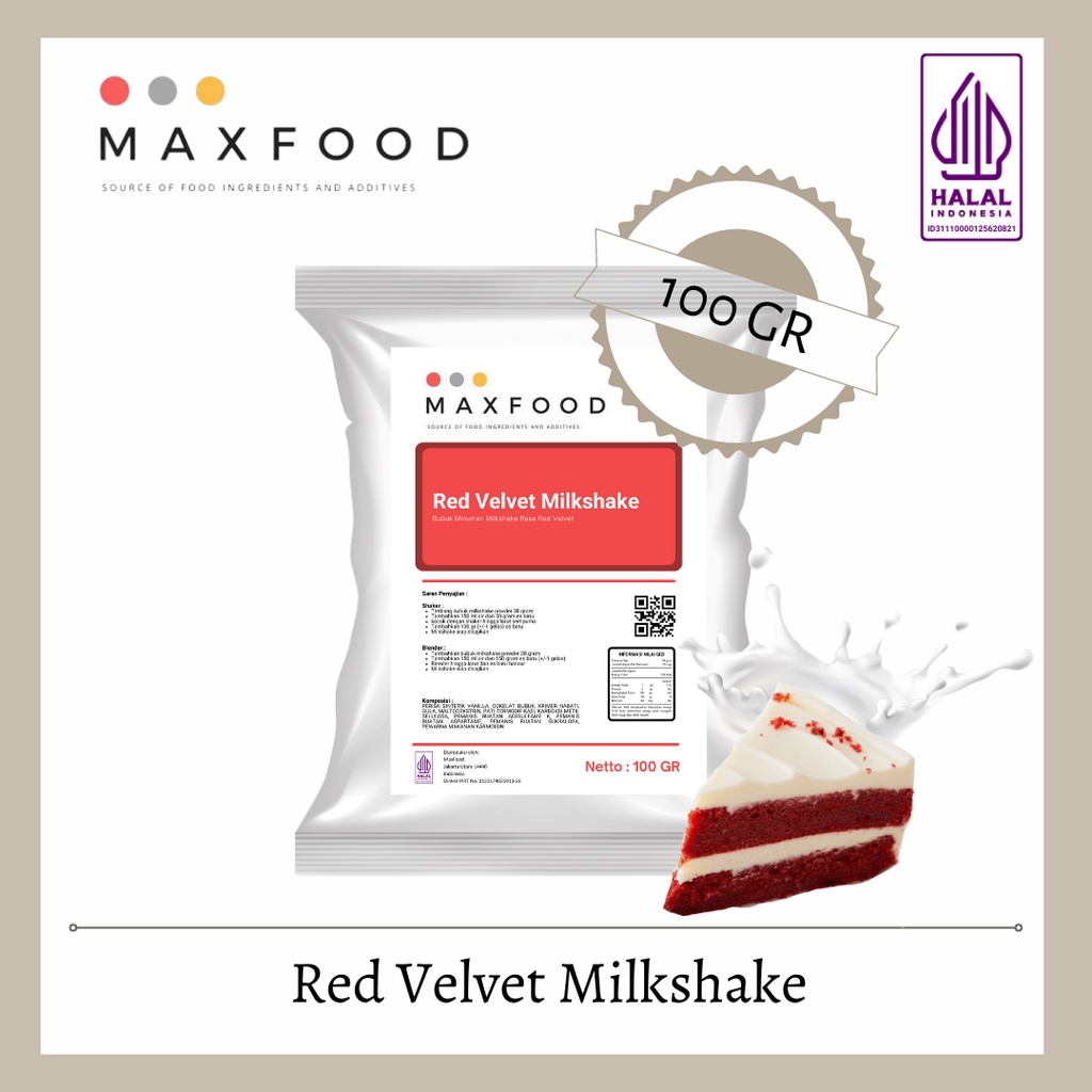 

MAXFOOD - Red Velvet Milkshake / Bubuk Minuman Milkshake Rasa Red Velvet 100 Gram