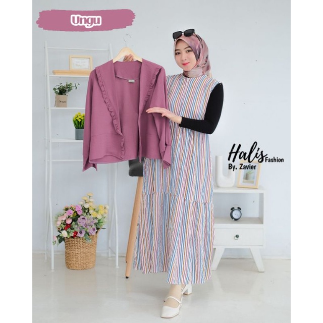 HALIS ORI//One Set Inner Outer Crinkle Premium //ONE SET OUTER OOTD
