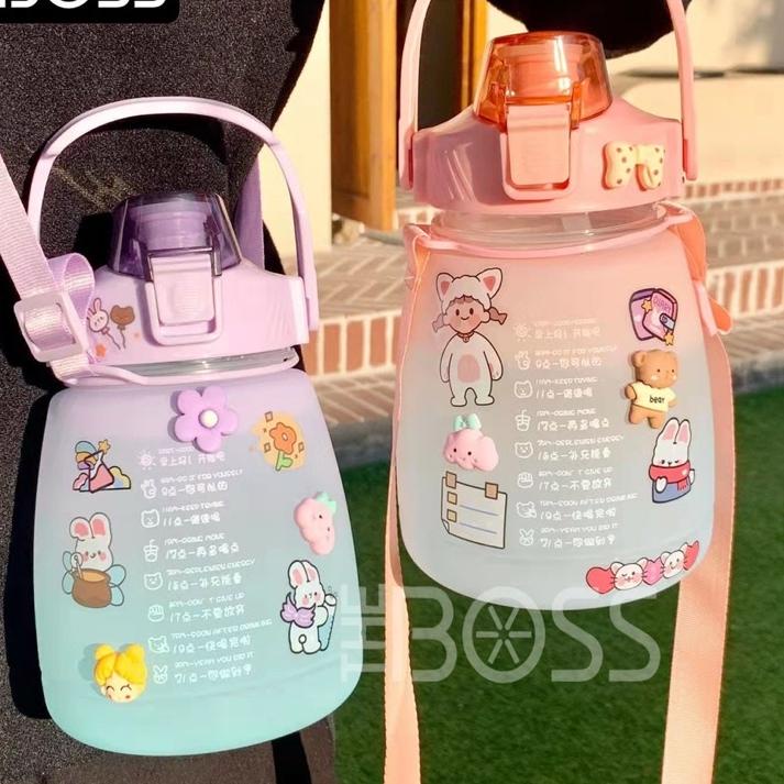 ➦ Tempat Minum Botol Minum Viral Gemoy 1.3Liter Motivasi Free Sticker 2D 3D Gradasi ➢