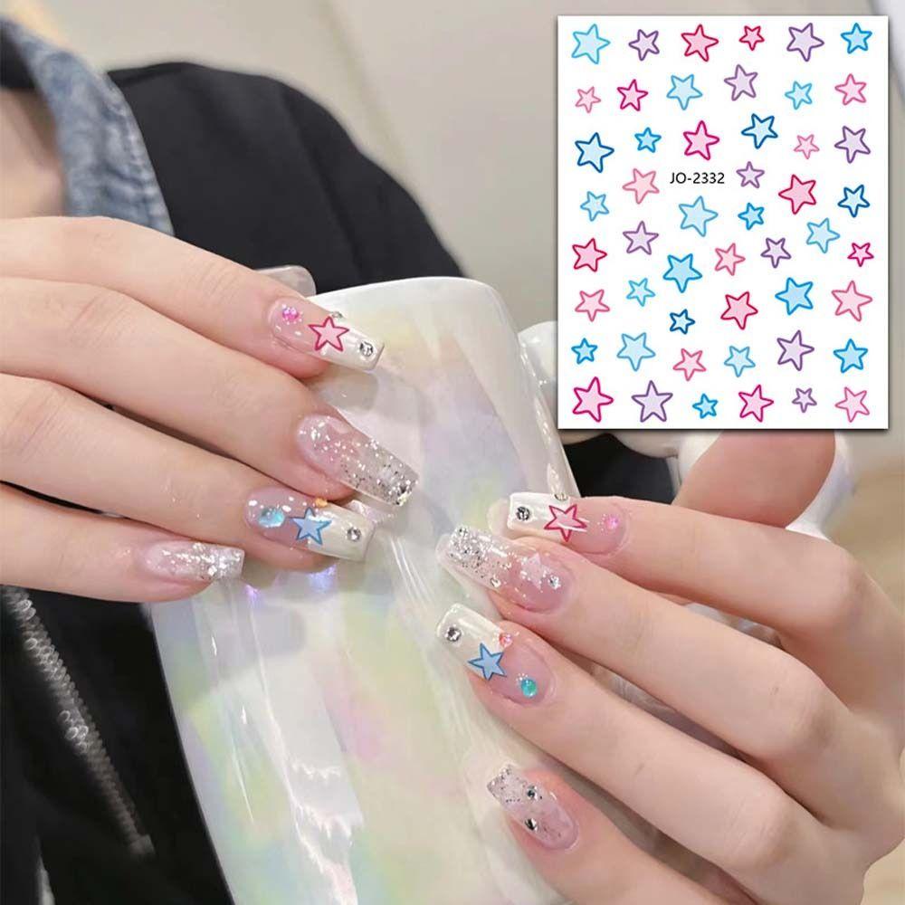 [Elegan] Kartun Stiker Kuku Wanita Fashion Manicure Aksesoris Bebek Sakura Hati Nail Stickers