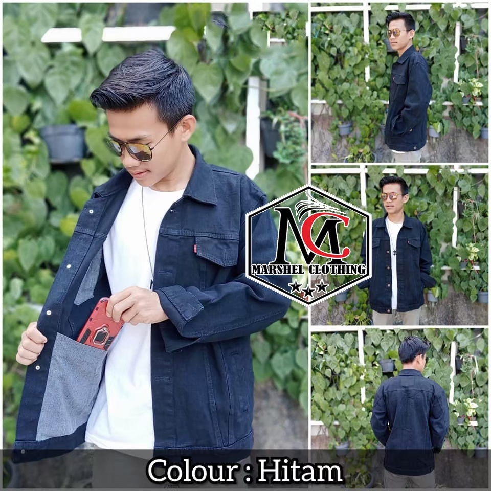 RCL - Jaket Jeans Denim Pria Regular Biru Wash Best Seller / Jaket Jeans Denim Pria Jumbo Big Size Cowok Polos Biru Dongker Oversize Premium Quality