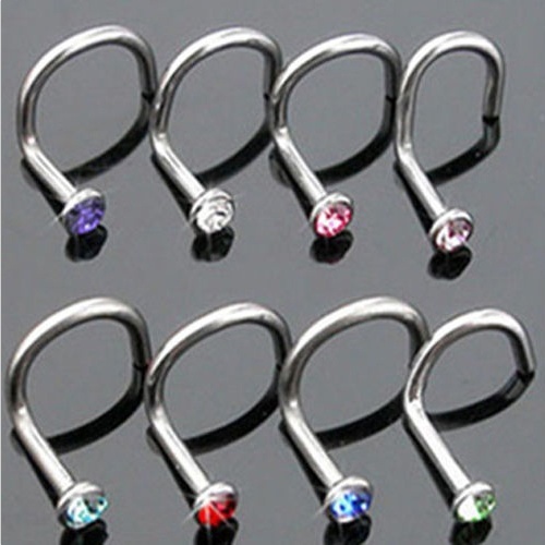 10pcs/set Fashion Wanita Punk Warna-Warni Berlian Imitasi Bedah Hidung Hoop Cincin Studs Perhiasan Tindik Tubuh