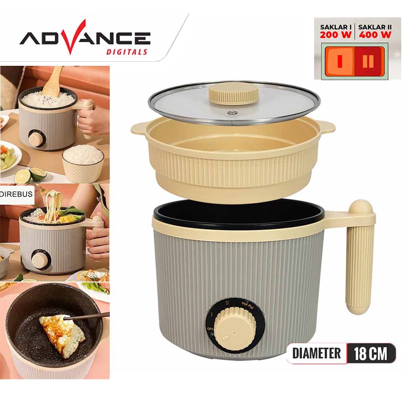 【Garansi 1 tahun】ADVANCE Panci Listrik 1.8L Low Watt Malas Asrama Panci Listrik Bisa Menanak Nasi