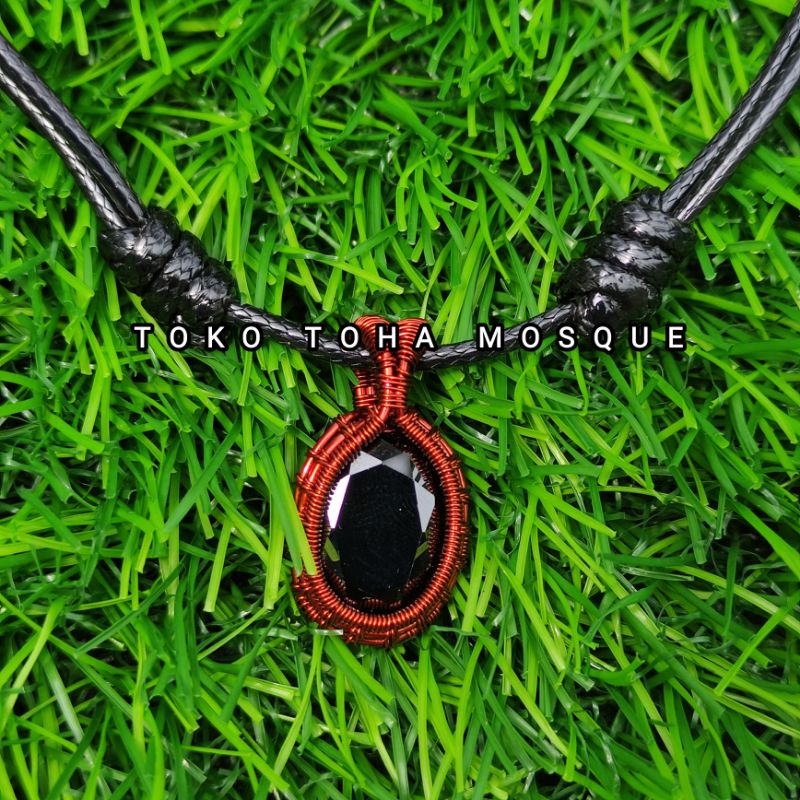 Kalung etnik liontin batu black diamond cutting (S)