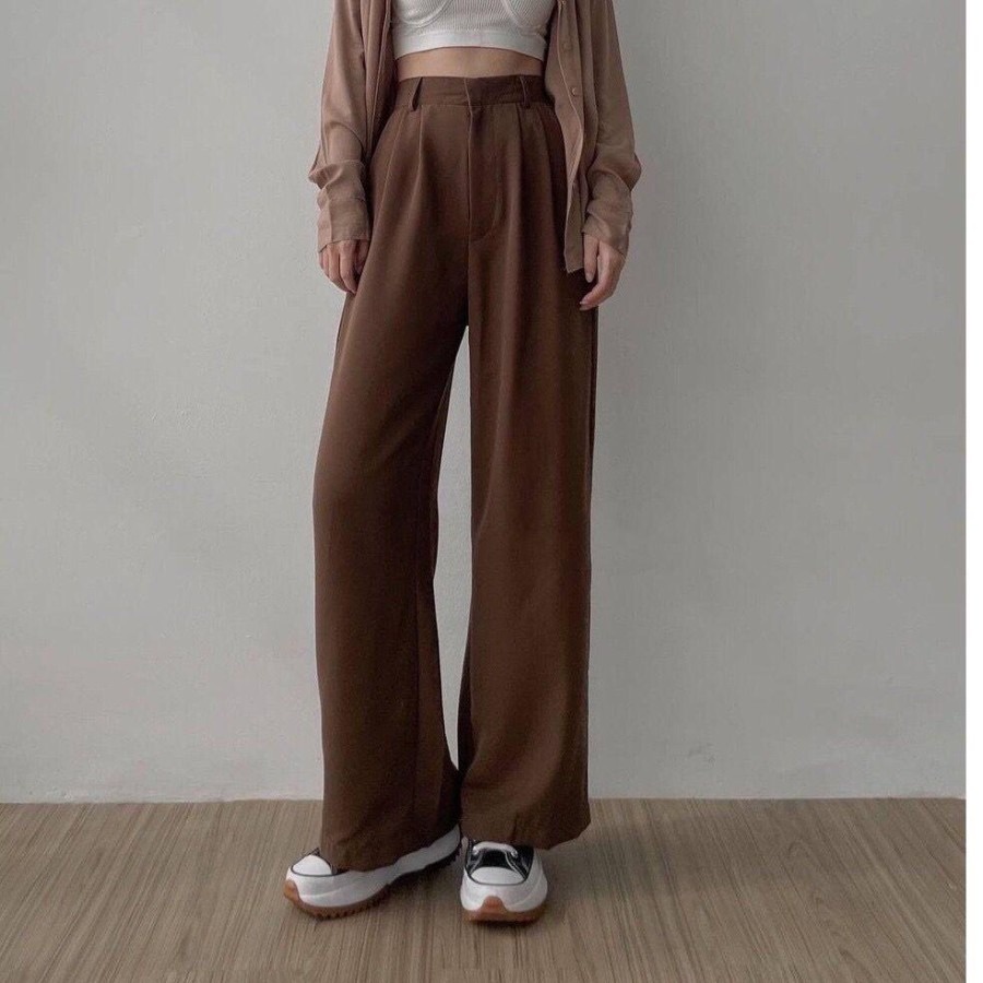 Loose Pants 999 Trousers Wanita - Celana Kulot Wanita Highwaist Bahan Jatuh BB 35-85 KG