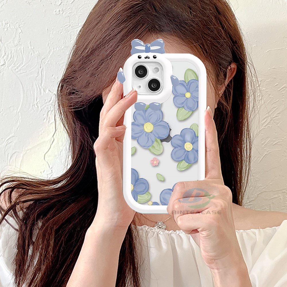 IPHONE Fashion Case Kompatibel Untuk Iphone14 11 12 iPhone6 7 8 Plus 13 Pro MAX 11Pro MAX XR X XS MAX Bunga Tulip Kelinci Monster Kecil Frame Lensa Phone Case Binteacase