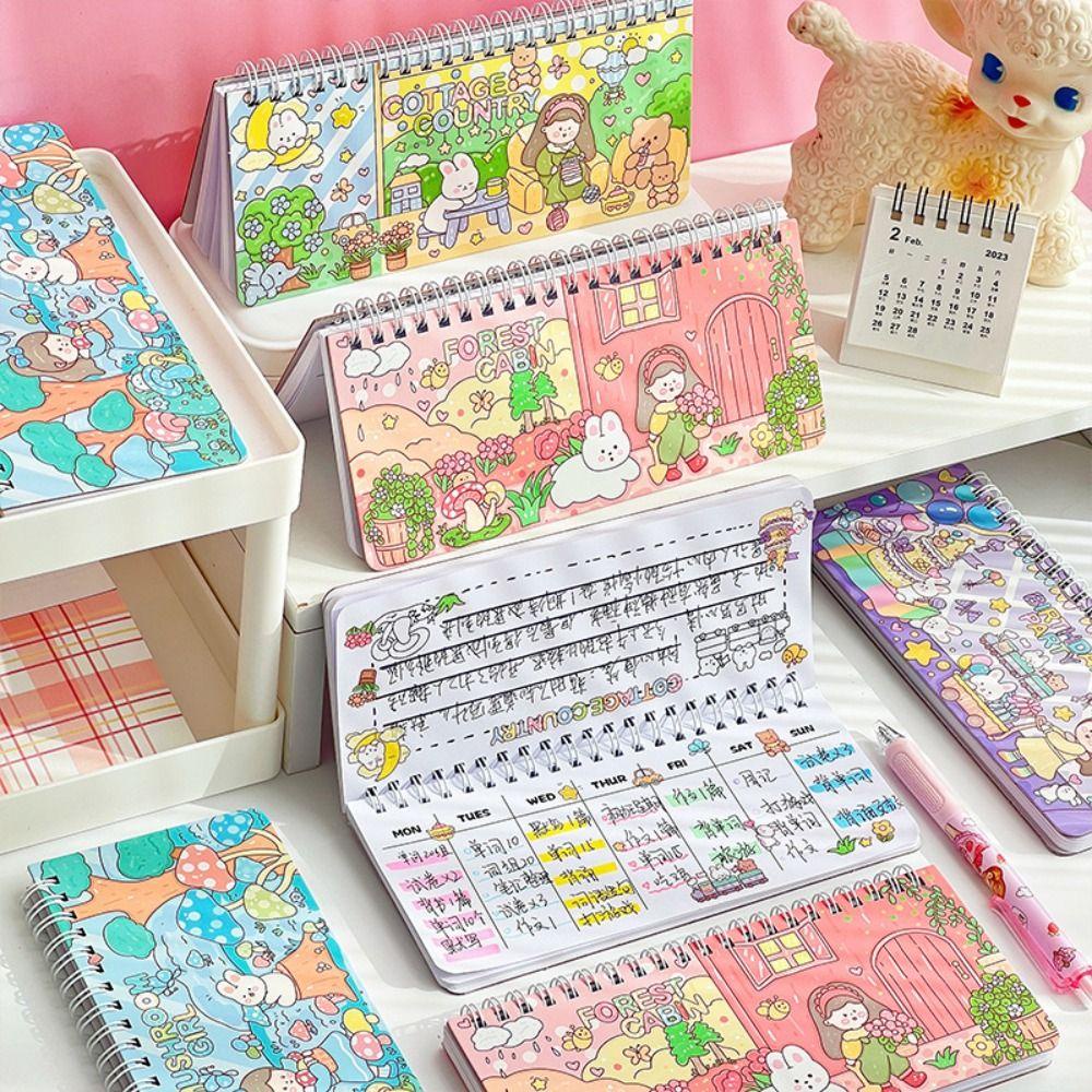 Lanfy Weekly Planner Notebook Kartun Siswa Akun Tangan Alat Tulis Anak To Do List Agenda Diary Book