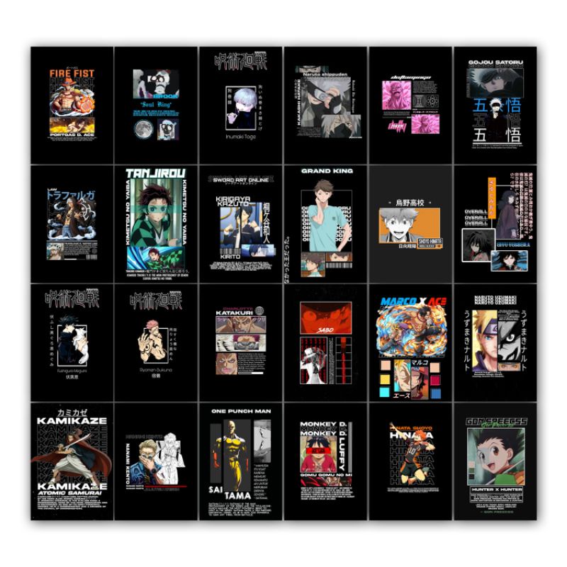 1 Set Poster Anime Aesthetic Hiasan Dinding Anime Poster Dinding Kamar Anime 24 Pcs
