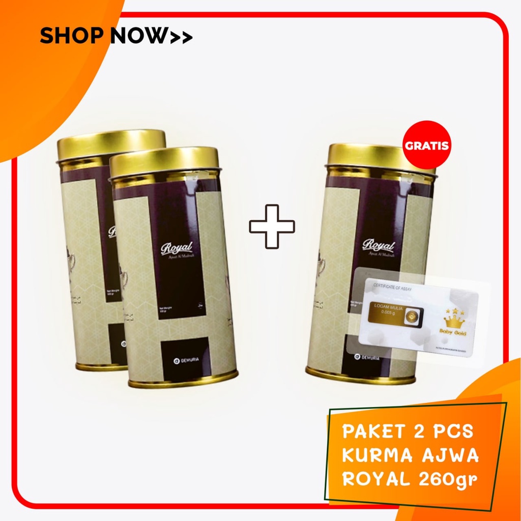 

Kurma Ajwa Royal 260gr 2pcs (Free Ajwa Royal 260gr & Free Baby Gold) Kurma Ajwa Al-Madinah | Bergar