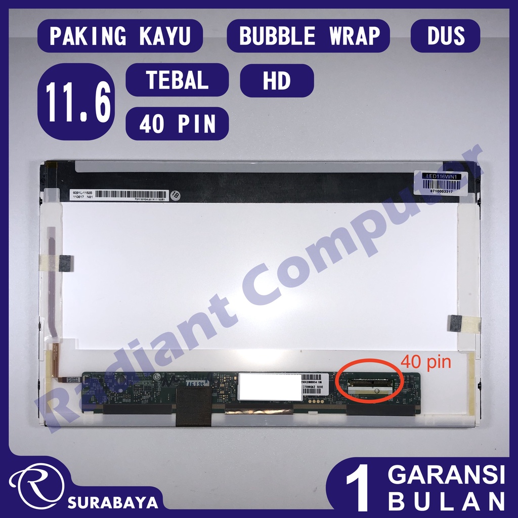 LCD LED untuk Acer Asus DELL HP Lenovo Toshiba 11.6 Standard 40 pin