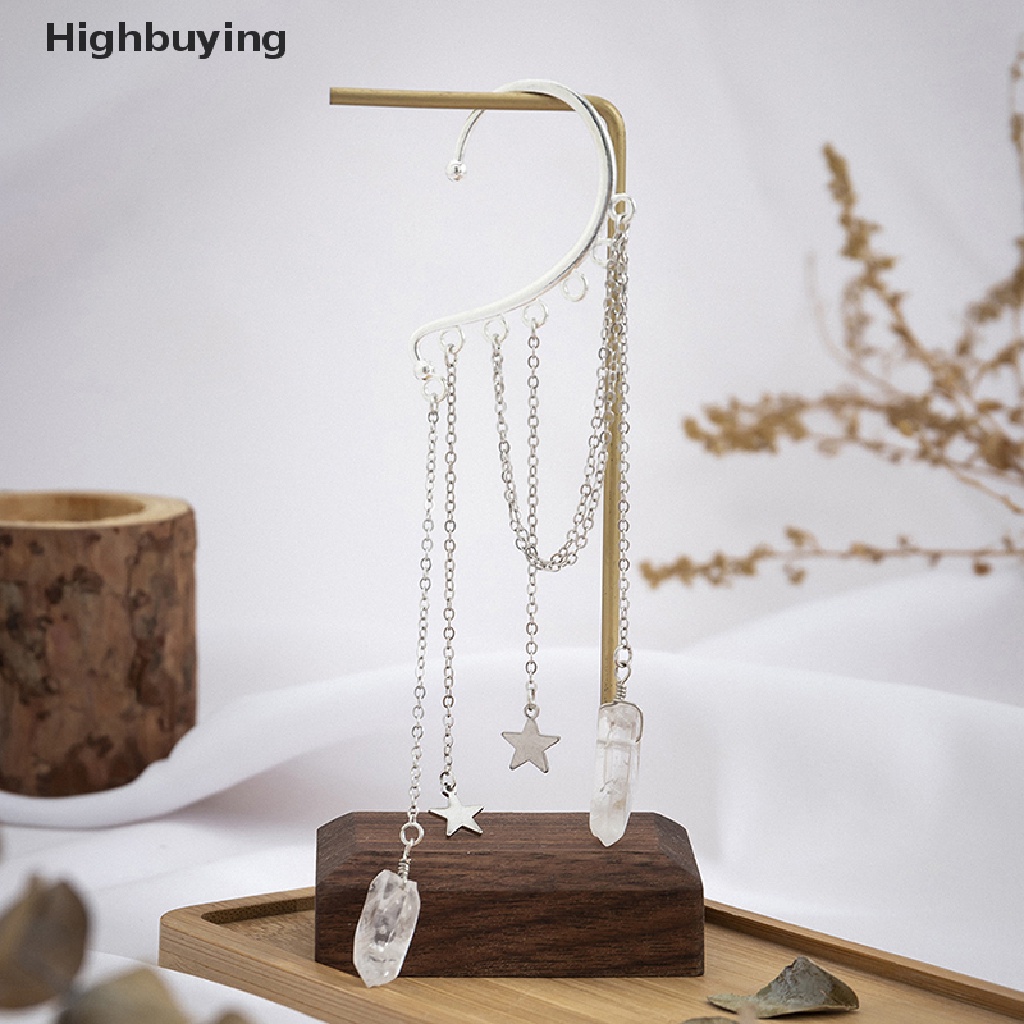 Hbid Rantai Sederhana Anting Bintang Kreatif Imitasi Kristal Rumbai Elf Ear Hook Panjang Rumbai Klip Anting-Anting Untuk Wanita Indah Klip Tulang Telinga Glory