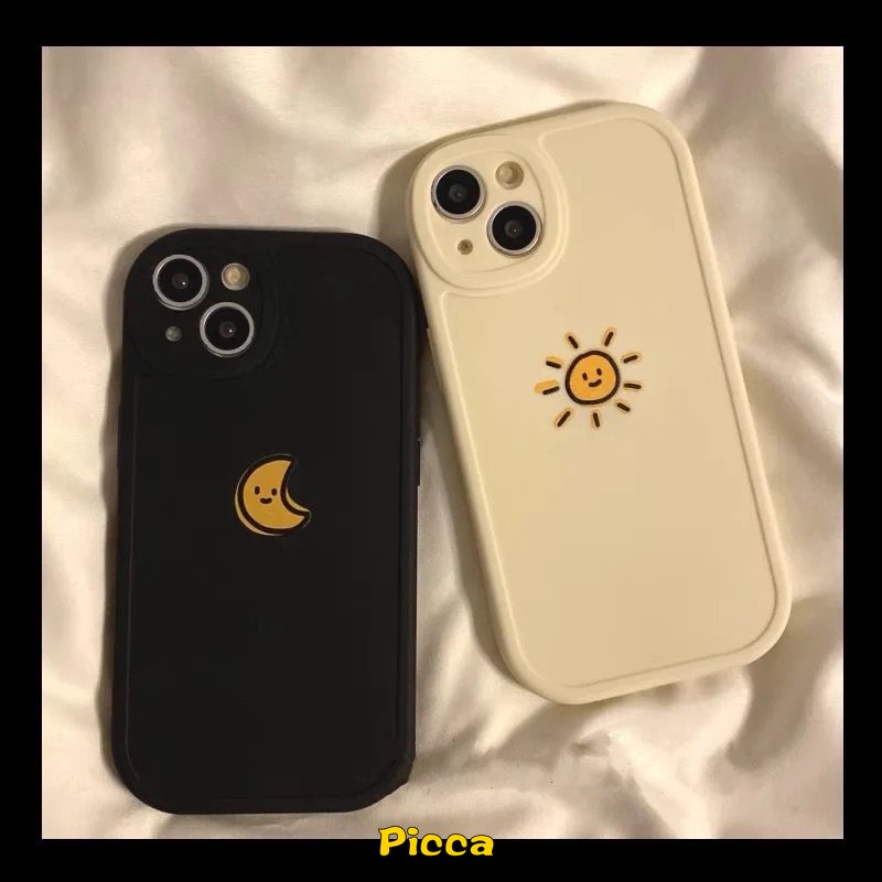 Samsung A13 A14 A04 A12 A53 A02s A32 A33 A50 A03 A04s A21s A20s A31A50s A30s A22 A73 A03s A72 A23 A71 A20 A51 A52 A11 A10s A52s Simple Warna Solid Pasangan Bulan Matahari Soft Tpu Case