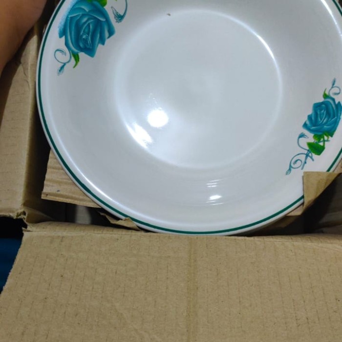 Piring Piring Makan Hotel Motif Bunga 6 Pcs Piring Keramik Beling Tebal