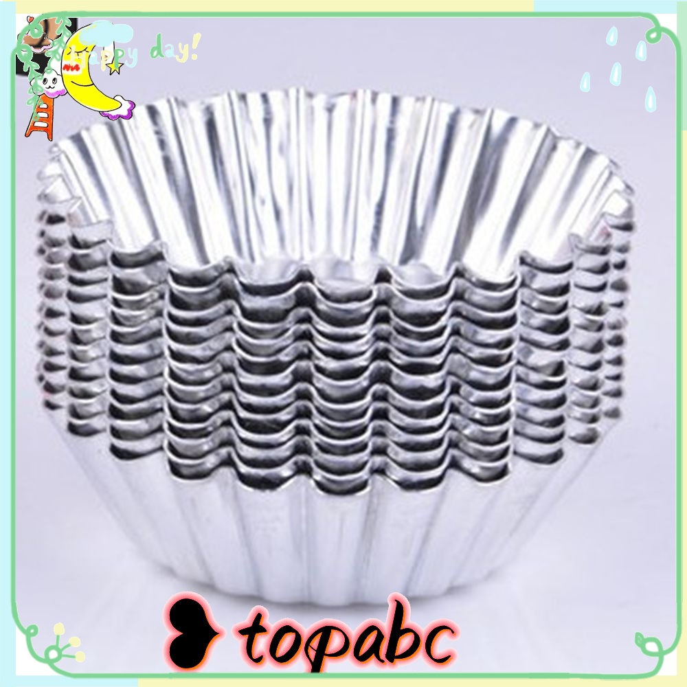 Top 10Pcs Cetakan Egg Tart Alat Baking Puding Reusable Cake Aluminium