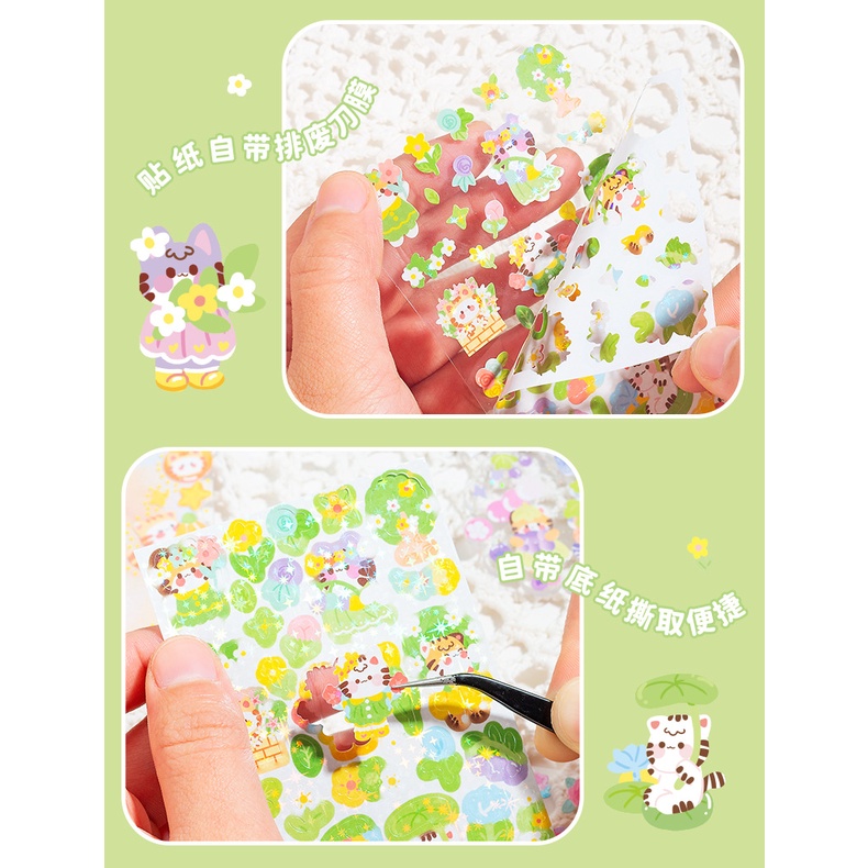 2 Pcs Kartun Manis Seri Meow Tahan Air PVC Tangan Akun Stiker Diy Ponsel Case Kembali Stiker Hias