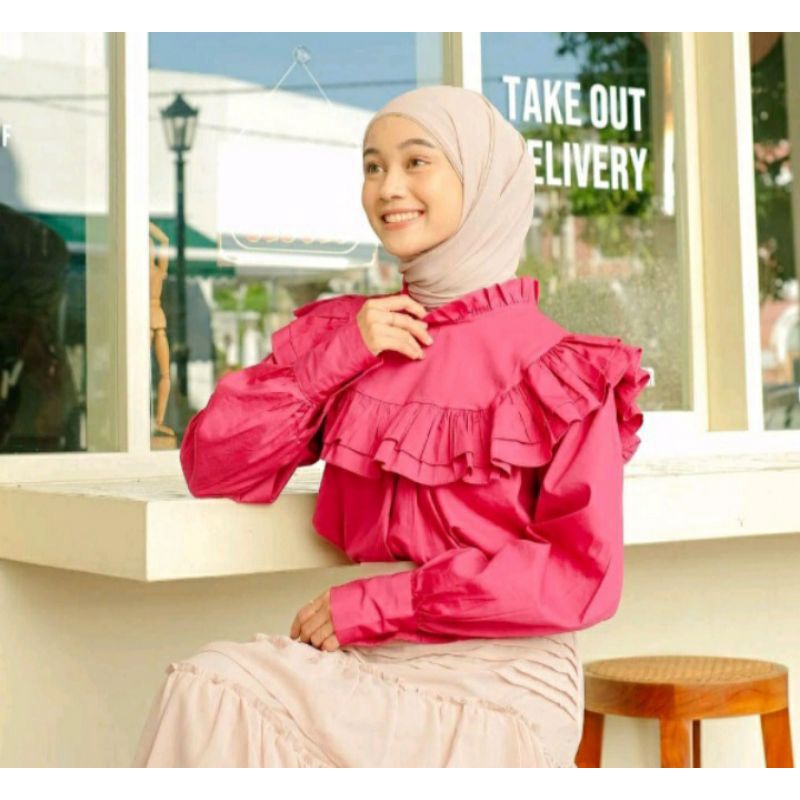 ROSIE BLOUSE KEMEJA WANITA TWISTCONE  RENDA FASHION HIJAB KEMEJA KERJA
