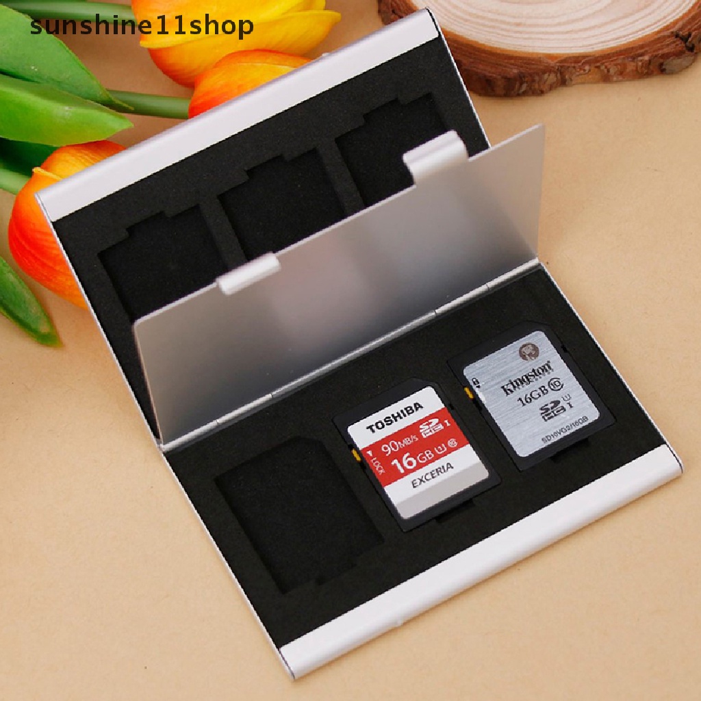 Sho Metal MMC Memory Card Aluminium Kotak Penyimpanan Kamera 6case Untuk SD MMC TF Memory Card Storage Card Holder Case N