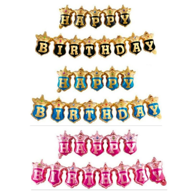 Balon happy birthday sambung bentuk mahkota balon foil sambung happy birthday mahkota balon sambung 