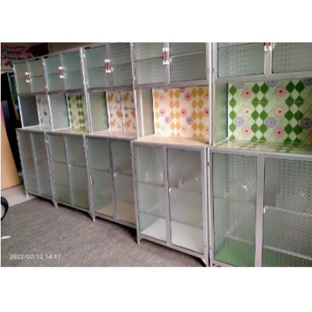 rak piring/lemari rak piring 2 pintu mini/ aluminium bawah KERAMIK