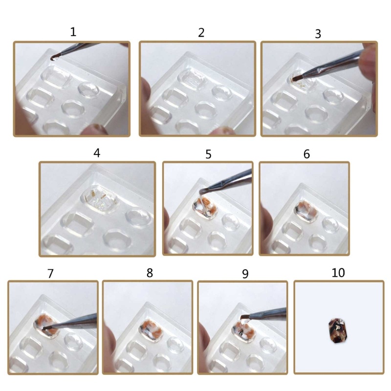 Siy 15Pcs Cetakan Silikon Ukir Kuku 3D Aneka Bentuk Segi Permata Love Mold
