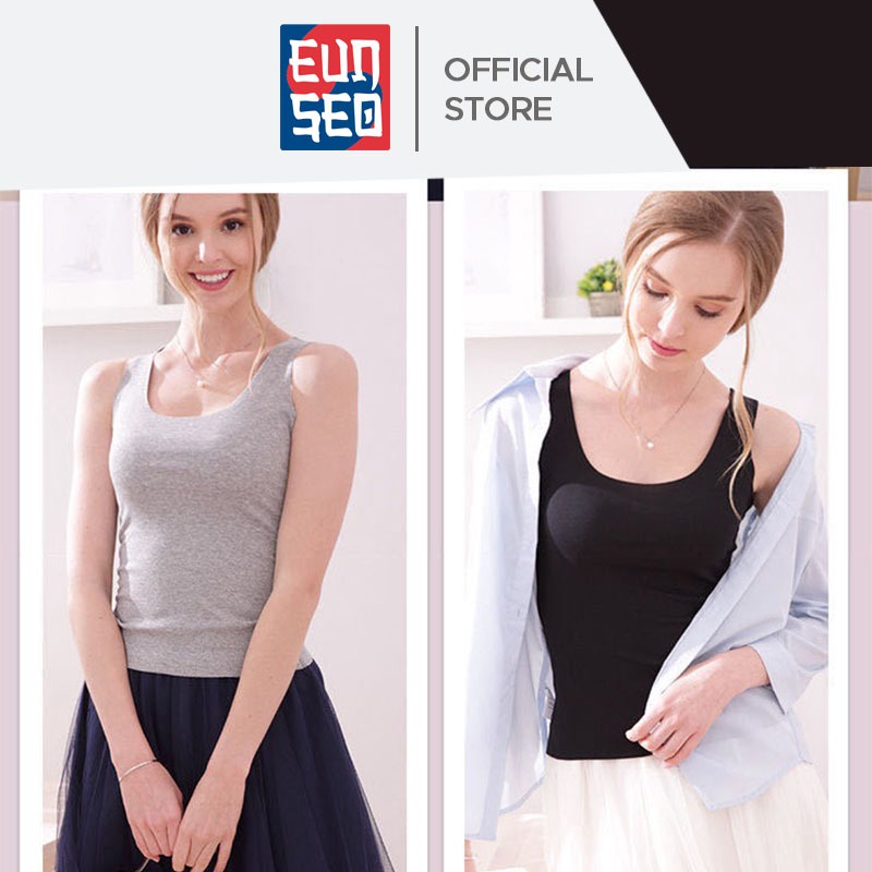 EUNSEO Kaos Dalam Wanita Tanktop Wanita Ice Silk Cool Fashion Korea Tanktop Wanita Tali Lebar