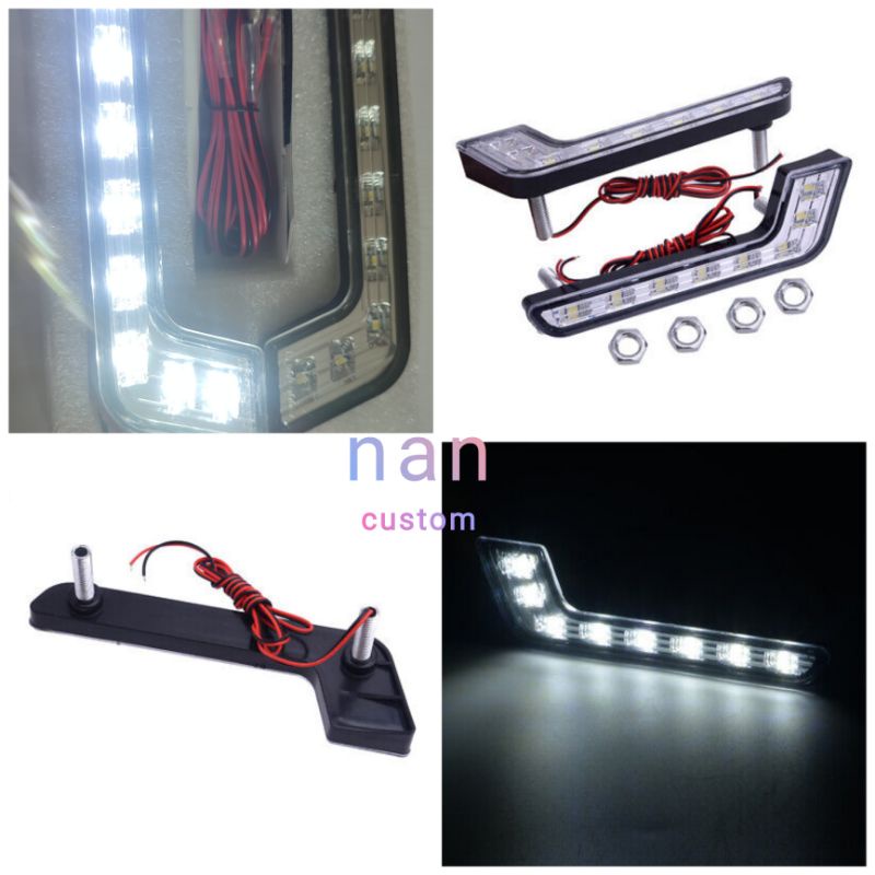 sepasang LED DRL kristal foglamp mobil | daytime running light drl model L