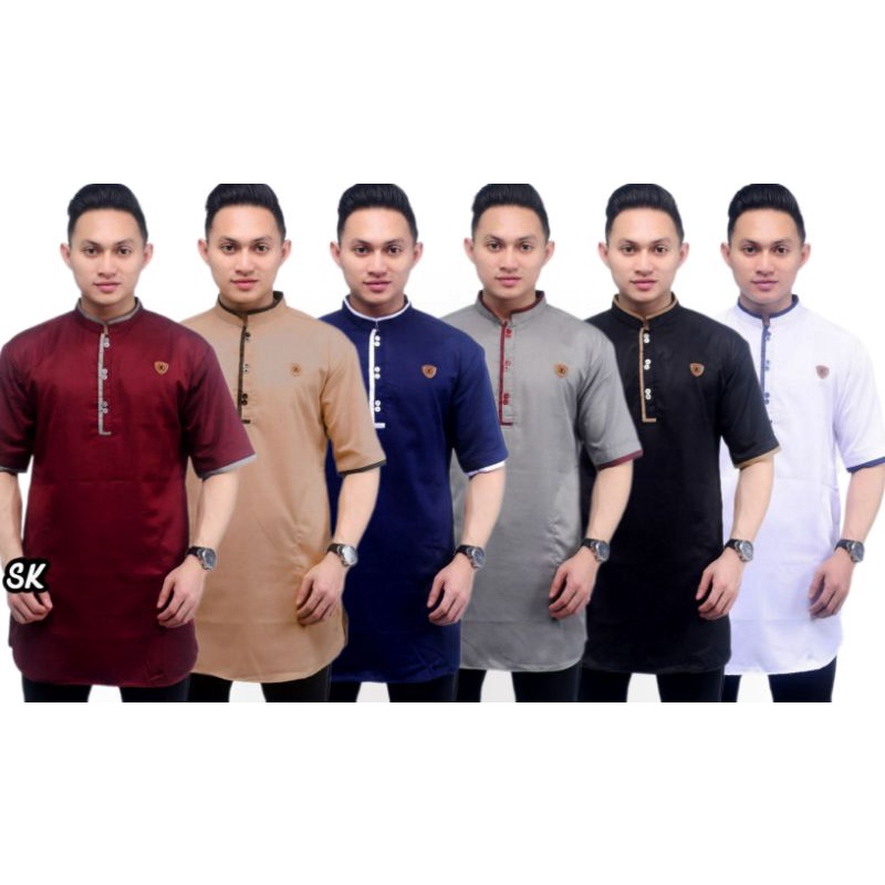 Baju muslim pria koko kurta dewasa lengan panjang M L XL XXL 3 SAKU bawah kanan kiri dan atas depan