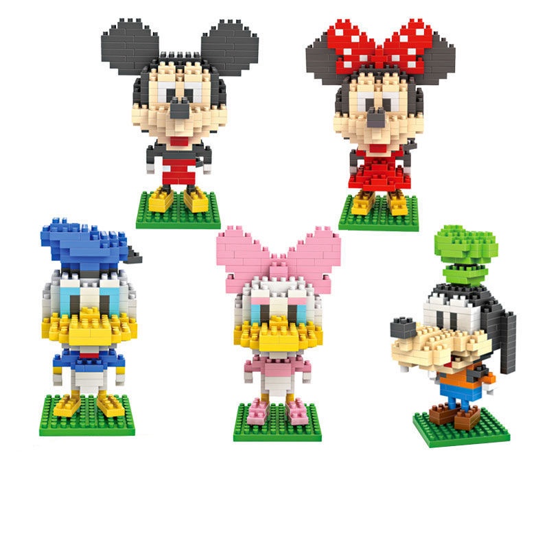 Kompatibel Dengan Lego Disney Blok Bangunan Mickey Mickey Mouse Donald Duck puzzle Anak DIY Mainan Rakit