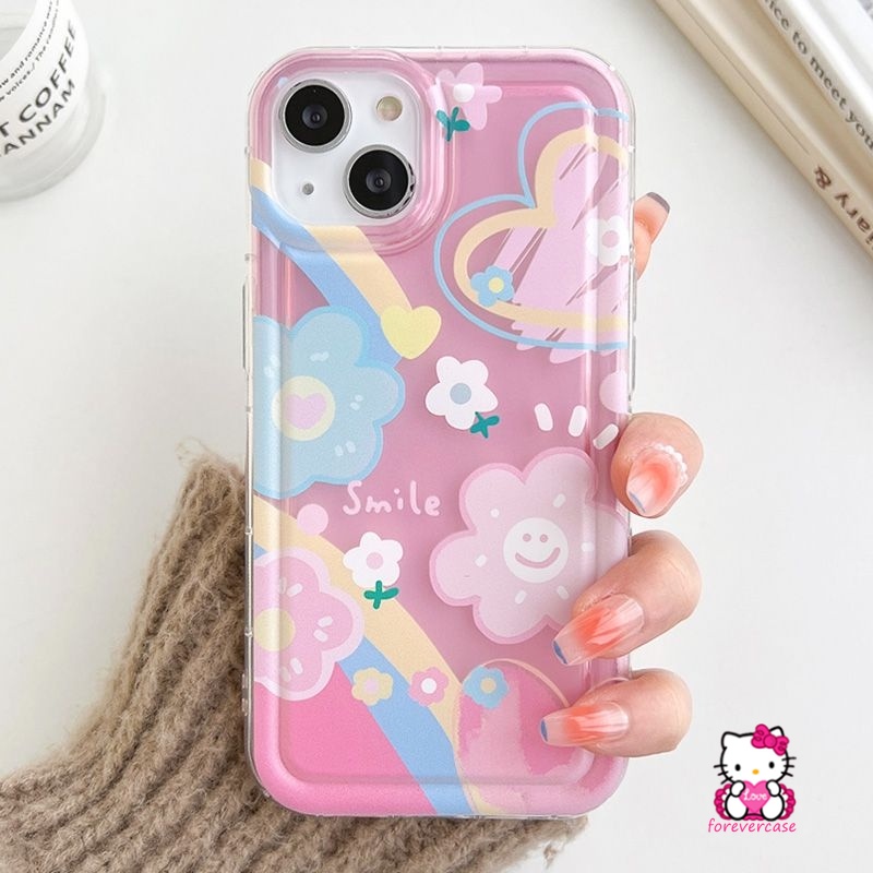 Untuk Redmi Note10 8 9 11s 10s 11 Note10 Redmi 9T 10 9C NFC 10C 9 12C 9A A1 10A Note10s Note9 Note11 POCO F4 Ins Korea Bunga Segar Awan Cinta Hati Smile Lembut Airbag Case