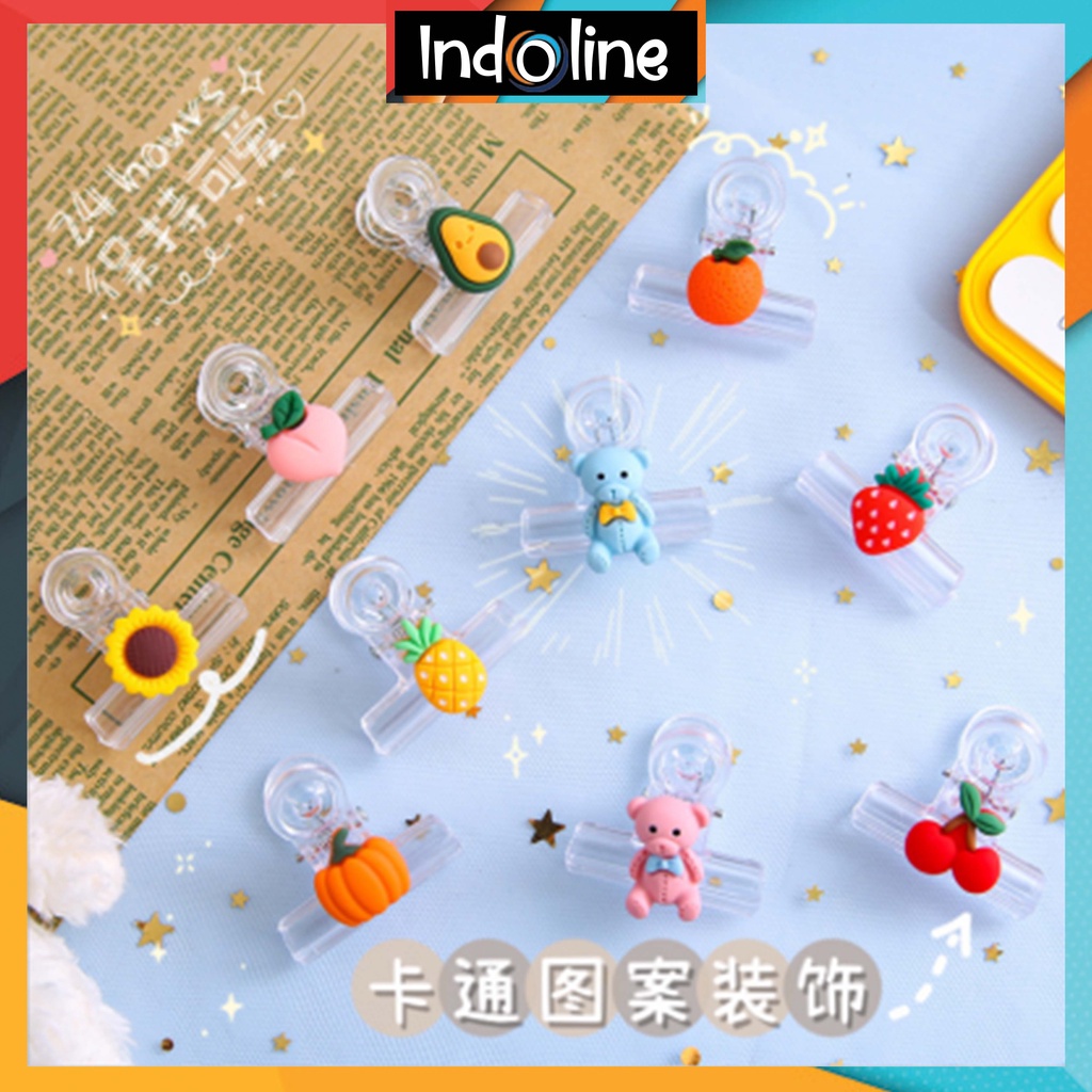 

✔️ Binder Clip Penjepit Kertas Plastik Motif Buah Penjepit Serbaguna Transparan Import COD