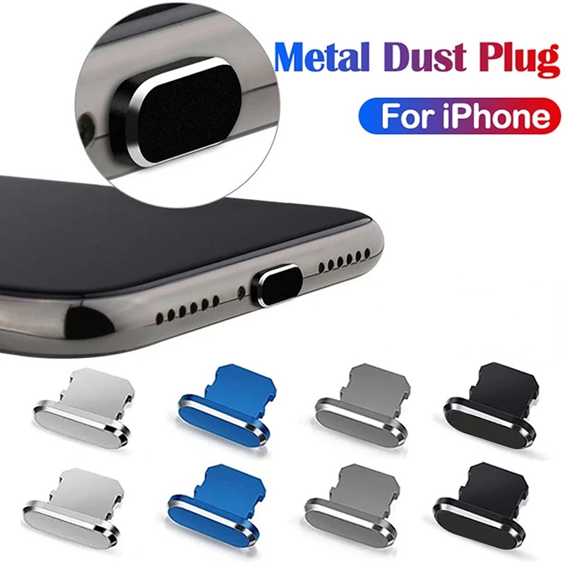 Steker Debu USB Logam Kompatibel Dengan Iphone/Pelindung Port Pengisian Bahan Aluminium Alloy Portabel/Aksesoris Ponsel