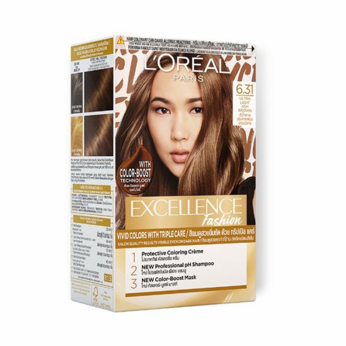 Terlaris Loreal Excellence Fashion 6.31 Ultra Light Ash Brown - Pewarna Rambut
