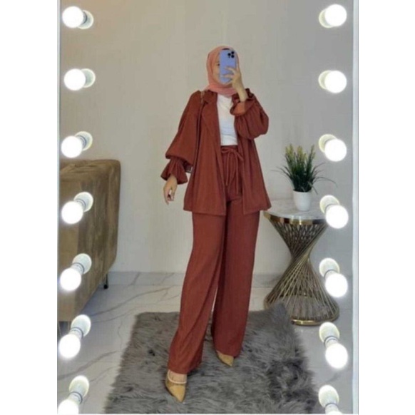 Baju Setelan Wanita Dewasa Import Kekinian Terbaru 2023 STELAN CARDIGAN SORA FASHION MUSLIM TERBARU 