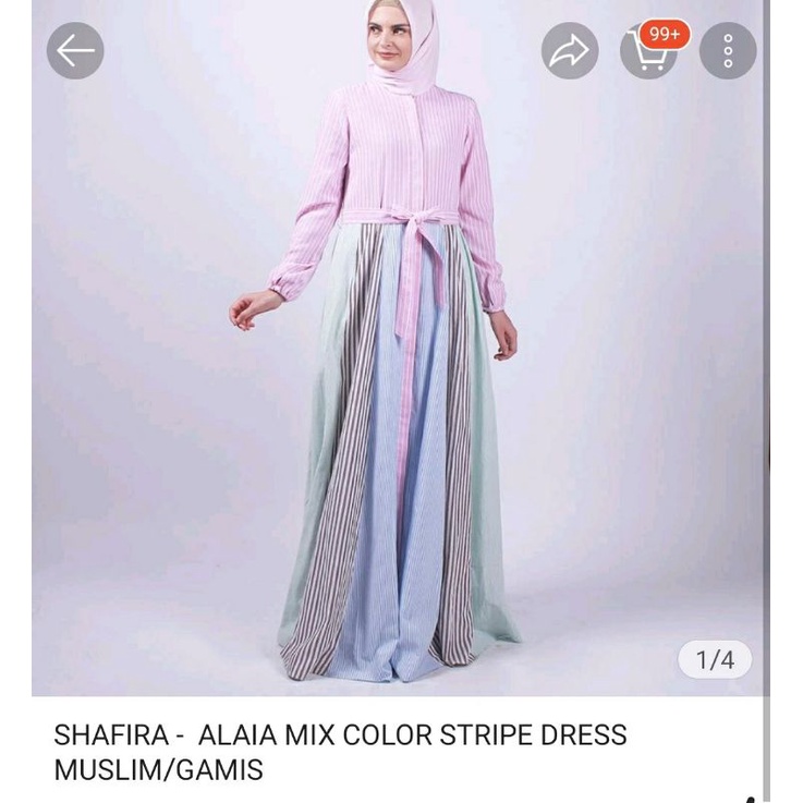 Shafira Alaia Mic Color Stripe Dress Muslim - Gamis