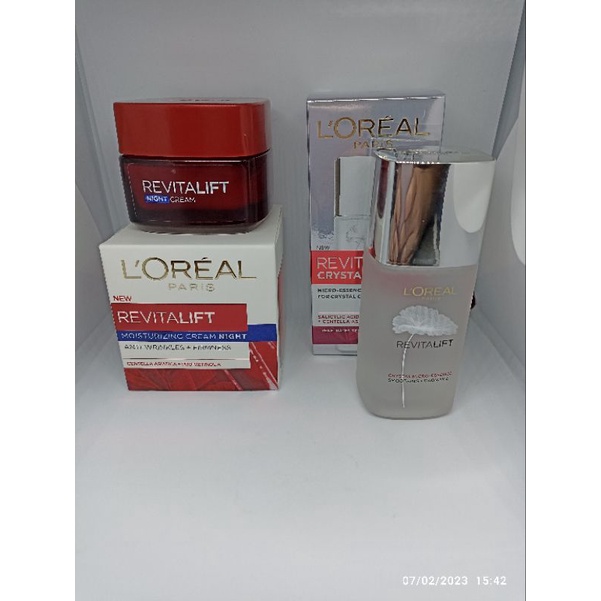 Preloved Loreal Revitalift Night Cream + Revitalift Crystal Essence 65ml (set)