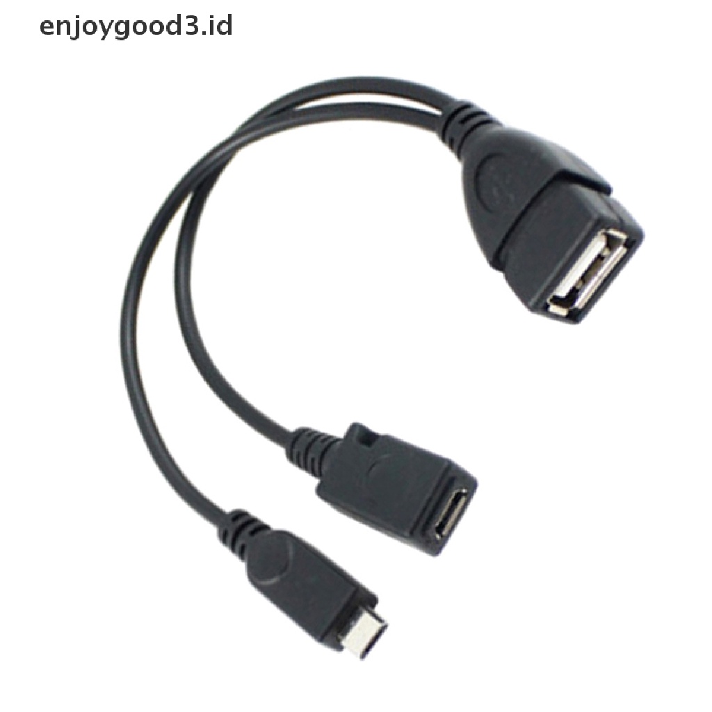 【 Rready Stock 】 1pc 2 In 1 OTG Micro USB Host Power Y Splitter USB Adapter To Micro 5 Pin Male Female Cable （ ID ）