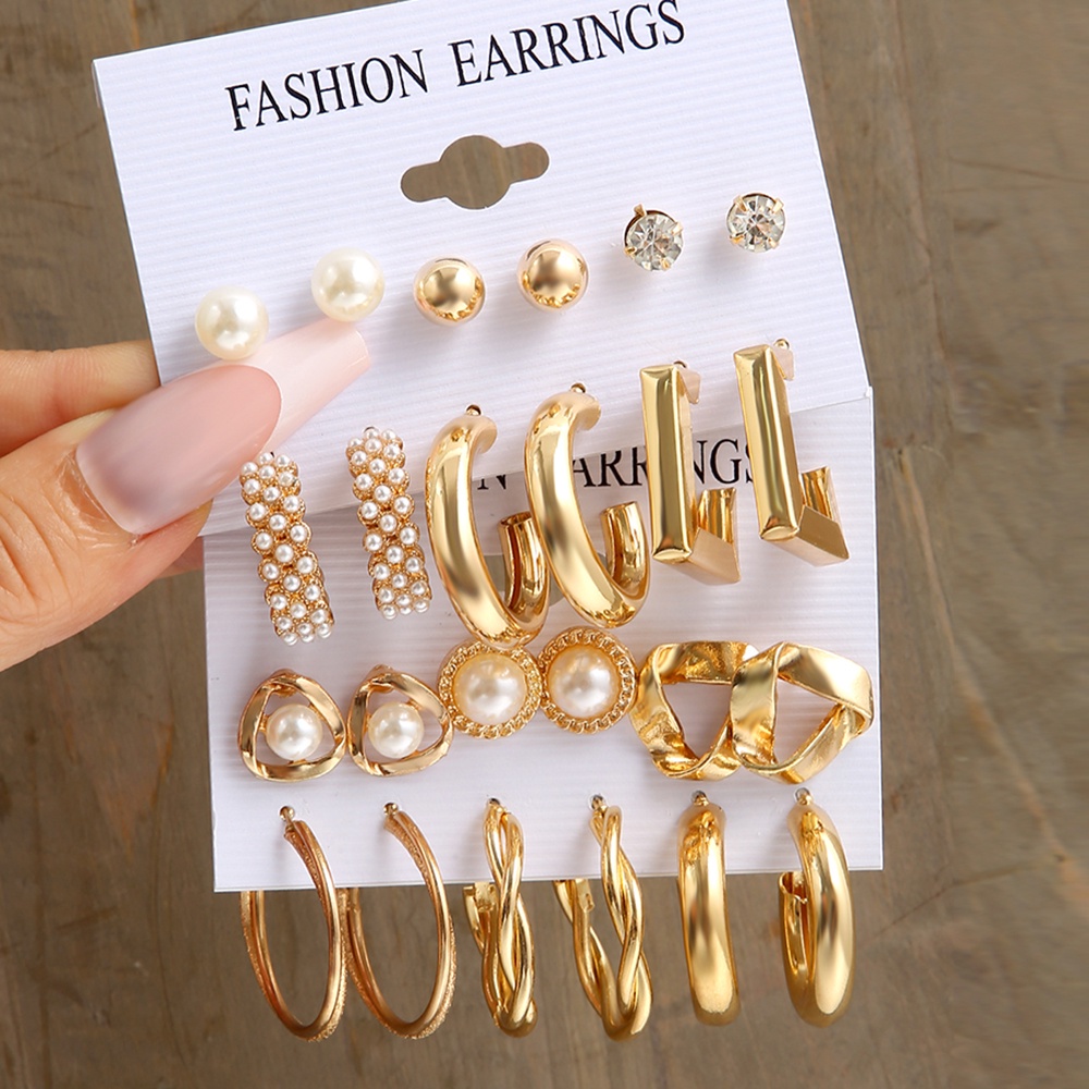 Retro Emas Perak Stud Earring Set Untuk Wanita Resin Kristal Mutiara Twist Hoop Earrings Dropping Oil Butterfly Heart Drop Earing Jewelry Aksesoris Fashion