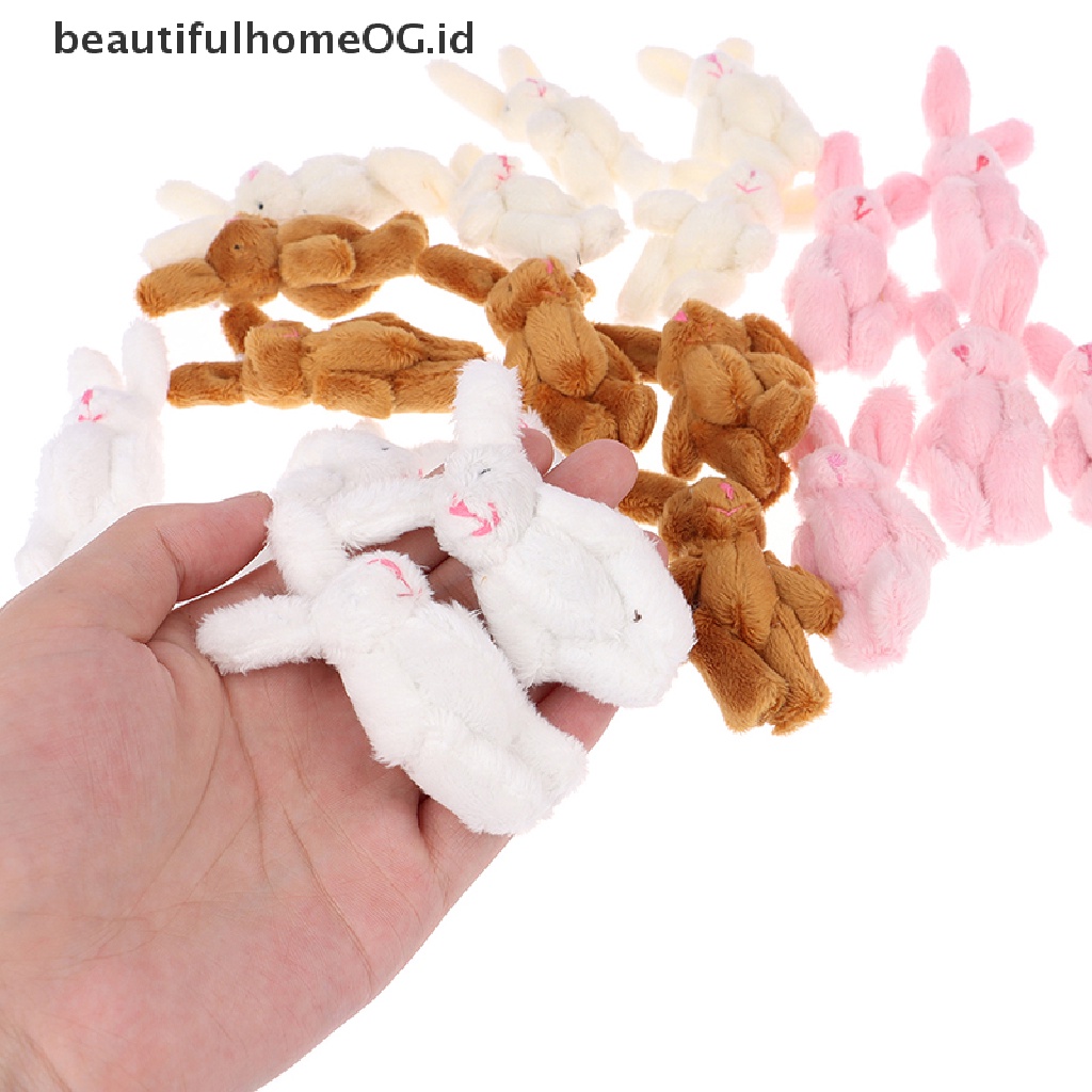 // Beautifulhomeog.id// 5Pcs 6cm Liontin Kelinci Sambungan Mini Plush Bunny Untuk Gantungan Kunci Buket Mainan Boneka **