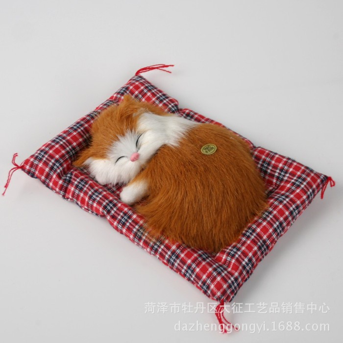 ✨ BISA COD ✨ Mainan Boneka Plush Kucing Tidur untuk Hadiah Anak - PUTIH KUNING