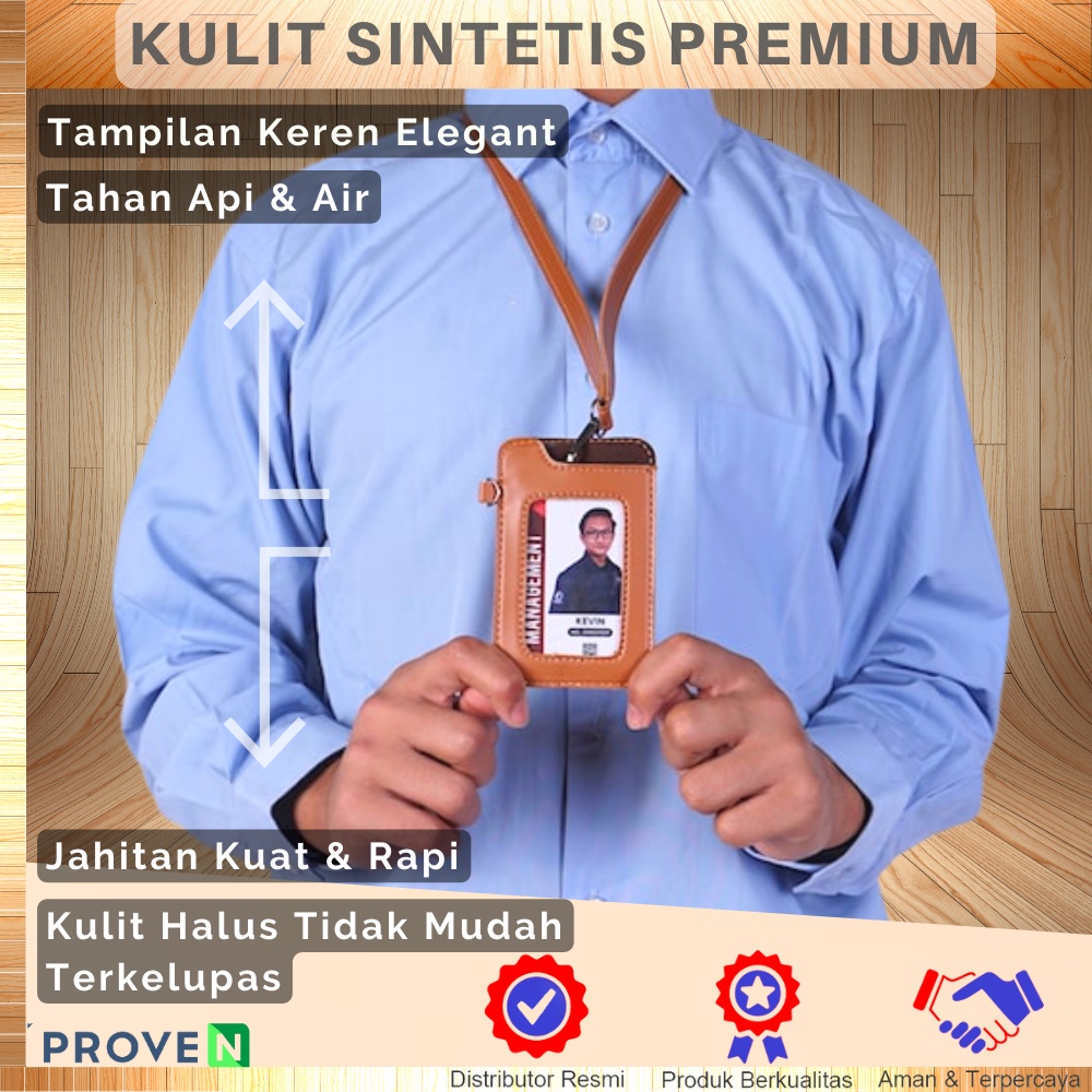 Dompet Id Card Kulit Pu Custom Tempat Gantungan Id Card Name Tag ID CARD HOLDER KULIT SINTETIS TALI PANJANG DAN PENDEK ENT01 BISA COD