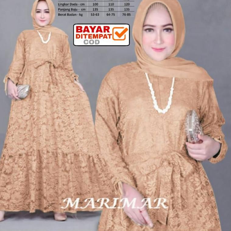 PALING DICARI Gamis Brukat Maxi Marimar Muslim Wanita Jumbo Size L XL XXL / Gamis Brokat Murah dan B