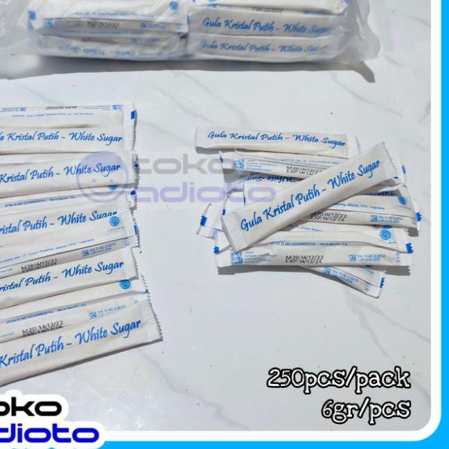 

♫ White Sugar Stick 6gr isi 250pcs / Gula Putih Kristal / Gula Pasir Kristal / Gula Kristal / Gula Sachet / White Sugar ➱