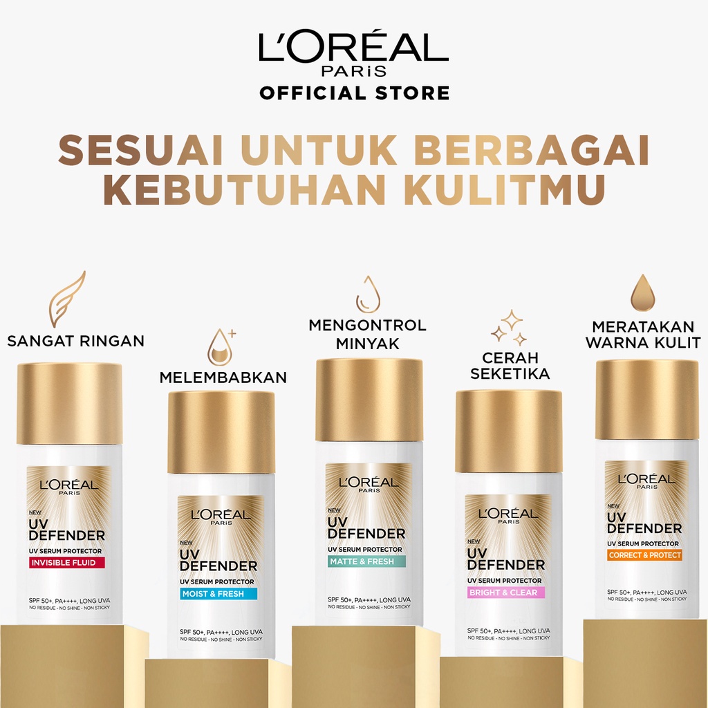 L'OREAL Paris UV Defender Serum Protector Sunscreen SPF 50+ Loreal (BRIGHT / MATTE) - 50ml