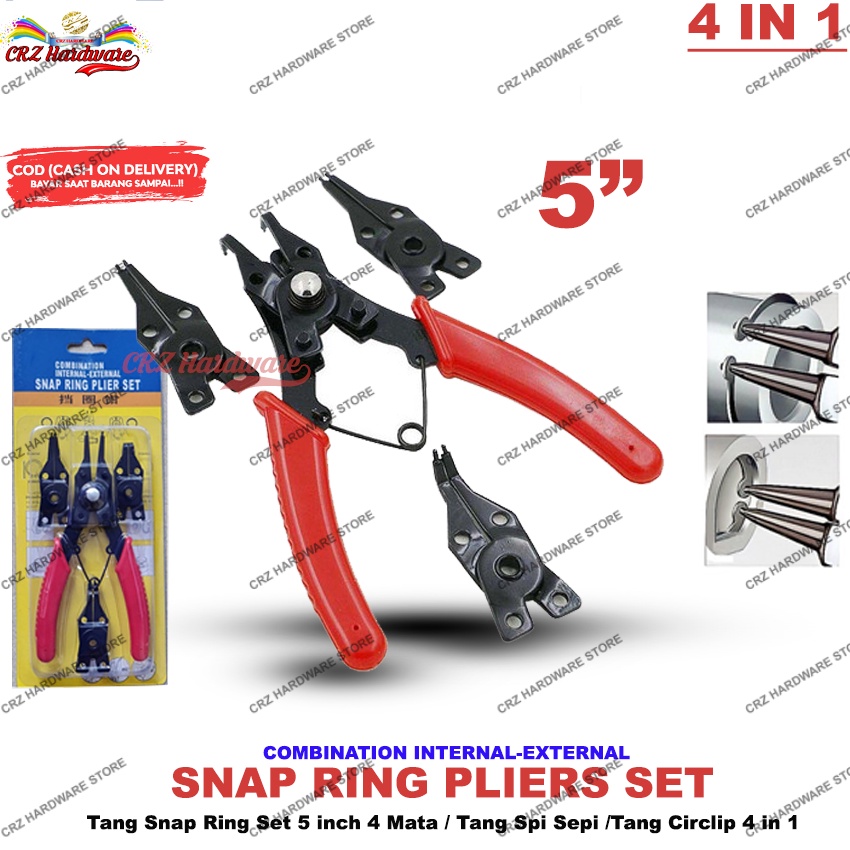 Tang Snap Ring 5 inch Tang Circlip Tang Spi Sepi 4 in 1 Set